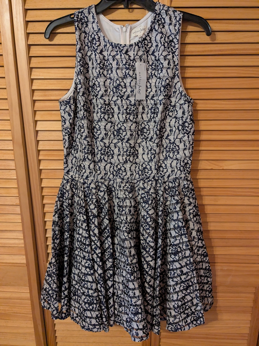Maison Jules Navy & White Sleeveless Fit-and-Flare Dress